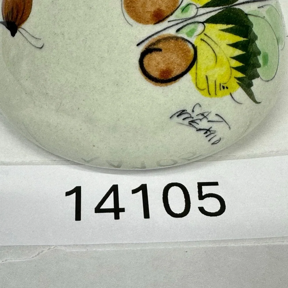 Tonala Pottery Bud Vase Floral Folk Art Signed CAT Mexico Hand Painted 8